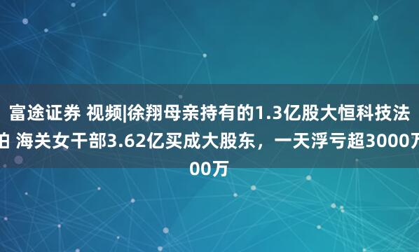 富途证券 视频|徐翔母亲持有的1.3亿股大恒科技法拍 海关女干部3.62亿买成大股东，一天浮亏超3000万