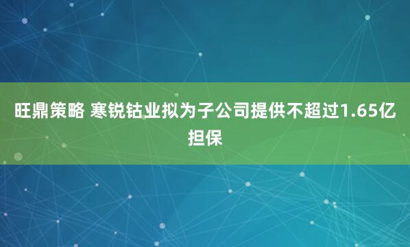 旺鼎策略 寒锐钴业拟为子公司提供不超过1.65亿担保