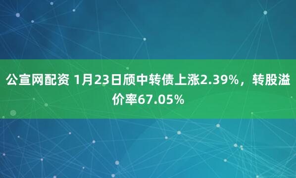 公宣网配资 1月23日颀中转债上涨2.39%，转股溢价率67.05%